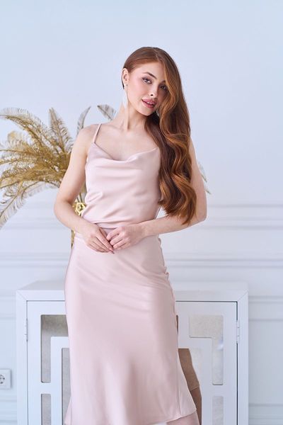 Коктейльна Сукня Slip Dress 25027 Бежева 25027M_НФ-870 фото