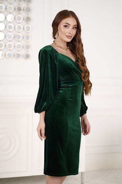 Коктейльна Сукня Відкриті Плечі 24095 Зелена 24095XL_НФ-633 фото