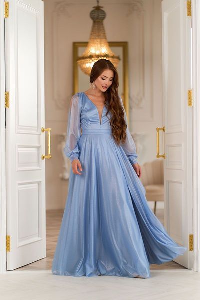 Вечірня сукня шифон блиск 26036 Синя 26036_BLUS_НФ-1385 фото Вечірня сукня шифон блиск 26036 Синя 26036_BLUS_НФ-1385 фото