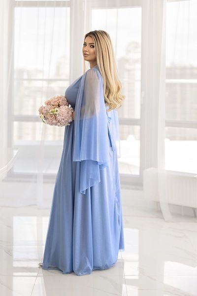 Вечірня Сукня Шифон Рукав Максі 25045 Синя 250452XL_НФ-980 фото