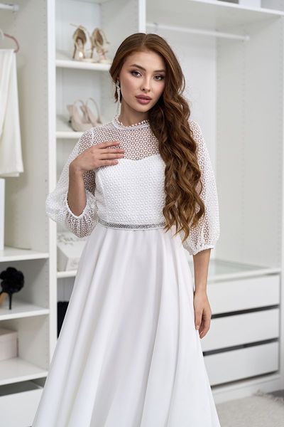 Коктейльна Сукня Ажурна Елегантна 24061 Молочна 24061S_НФ-544 фото