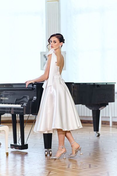 Корсетна сукня з бантами на плечах 26004 Молочна 26004_IVRL_НФ-1242 фото