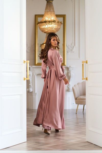 Вечірня сукня атлас на запах 25070 Фрезова 25070_PNKS_НФ-1368 фото