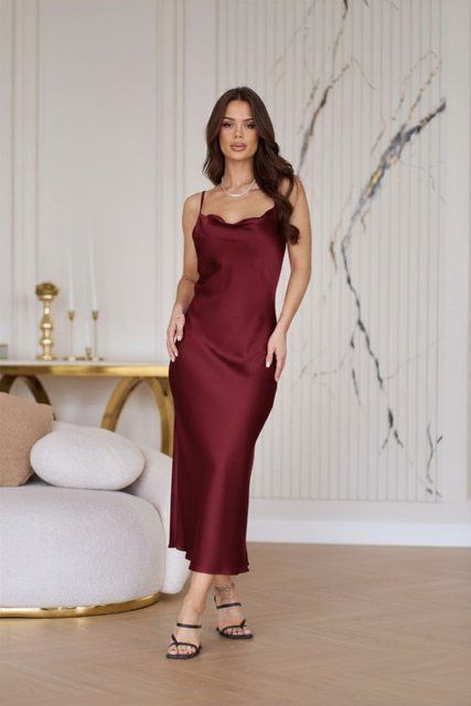 Коктейльна Сукня Slip Dress 25027 Бордова 25027L_НФ-1095 фото